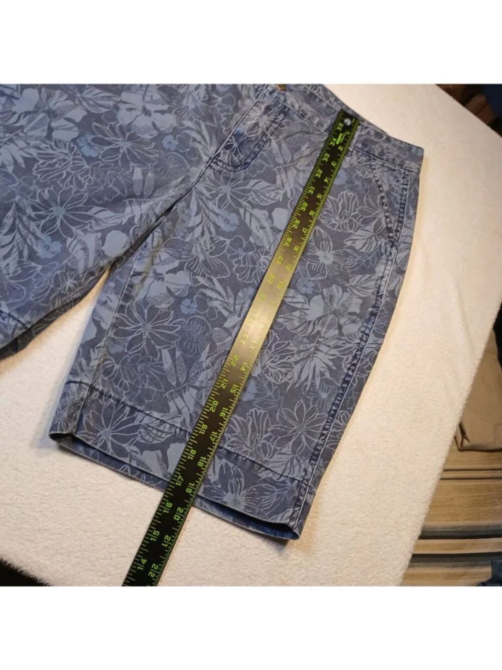 Relativity Bermuda Short Size 12P Blue Floral-Print 100% Cotton Casual Summer